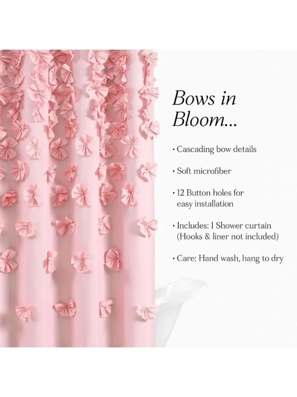 Chic Pink Bow Shower Curtain 72